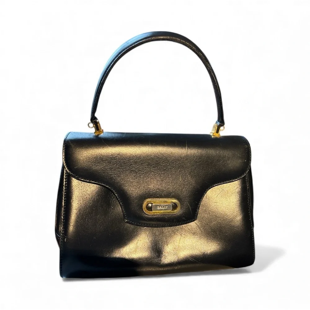 Vintage Bally Black Leather Top Handle Bag - Picture 2 of 12